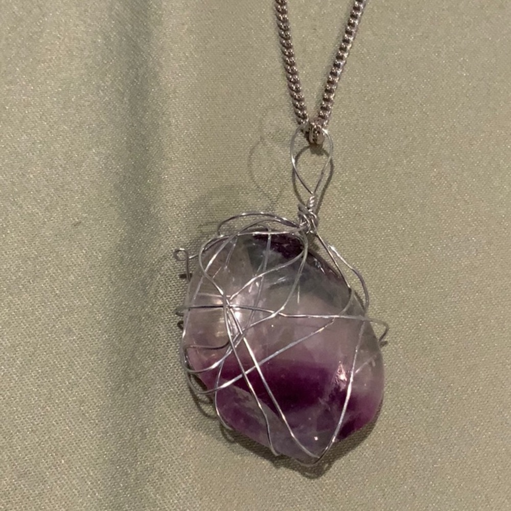Purple Fluorite Stone Necklace